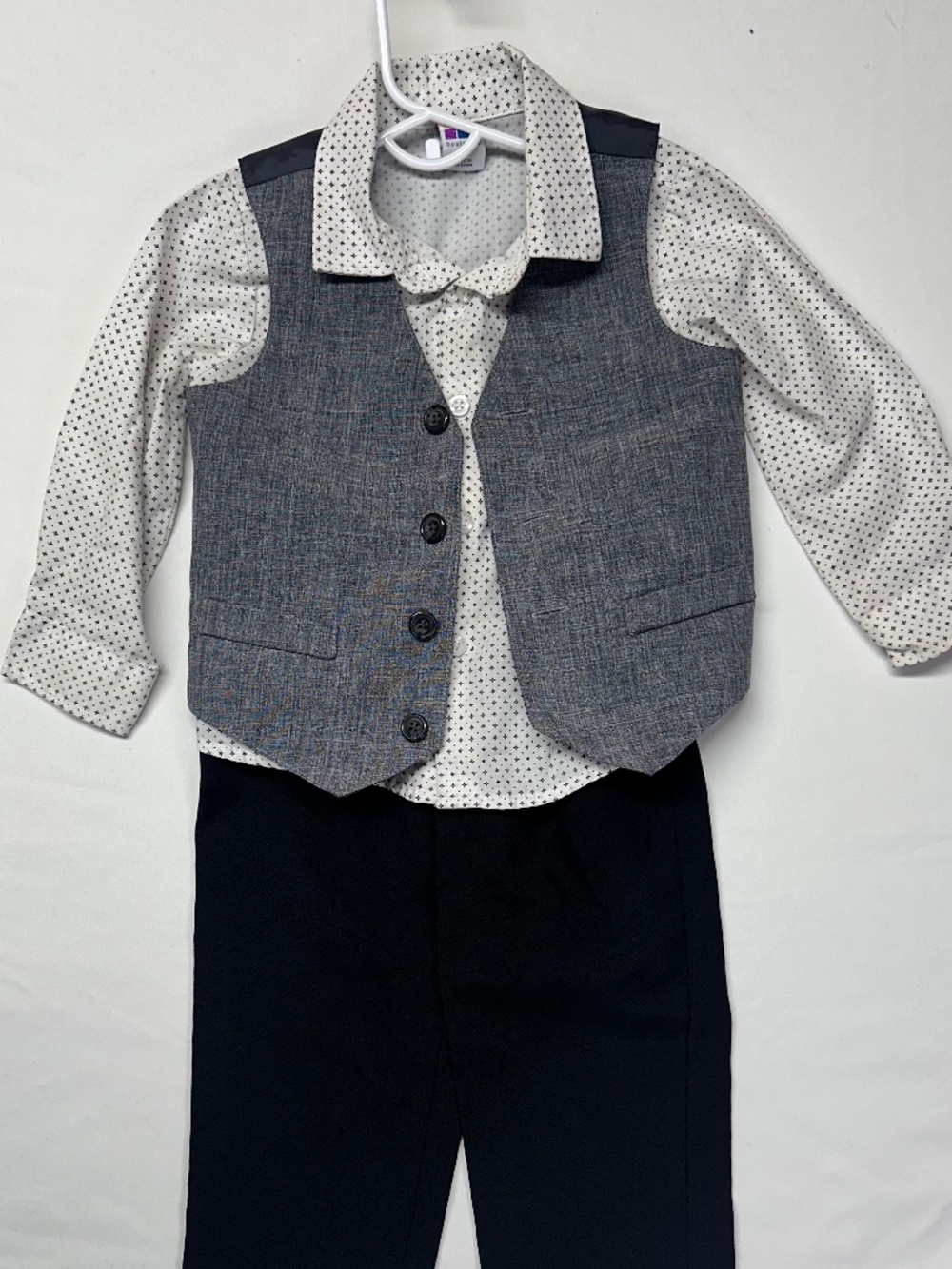 2T Toddler suite, shirt,vest & pants, GRAY,WHITE,BLACK
